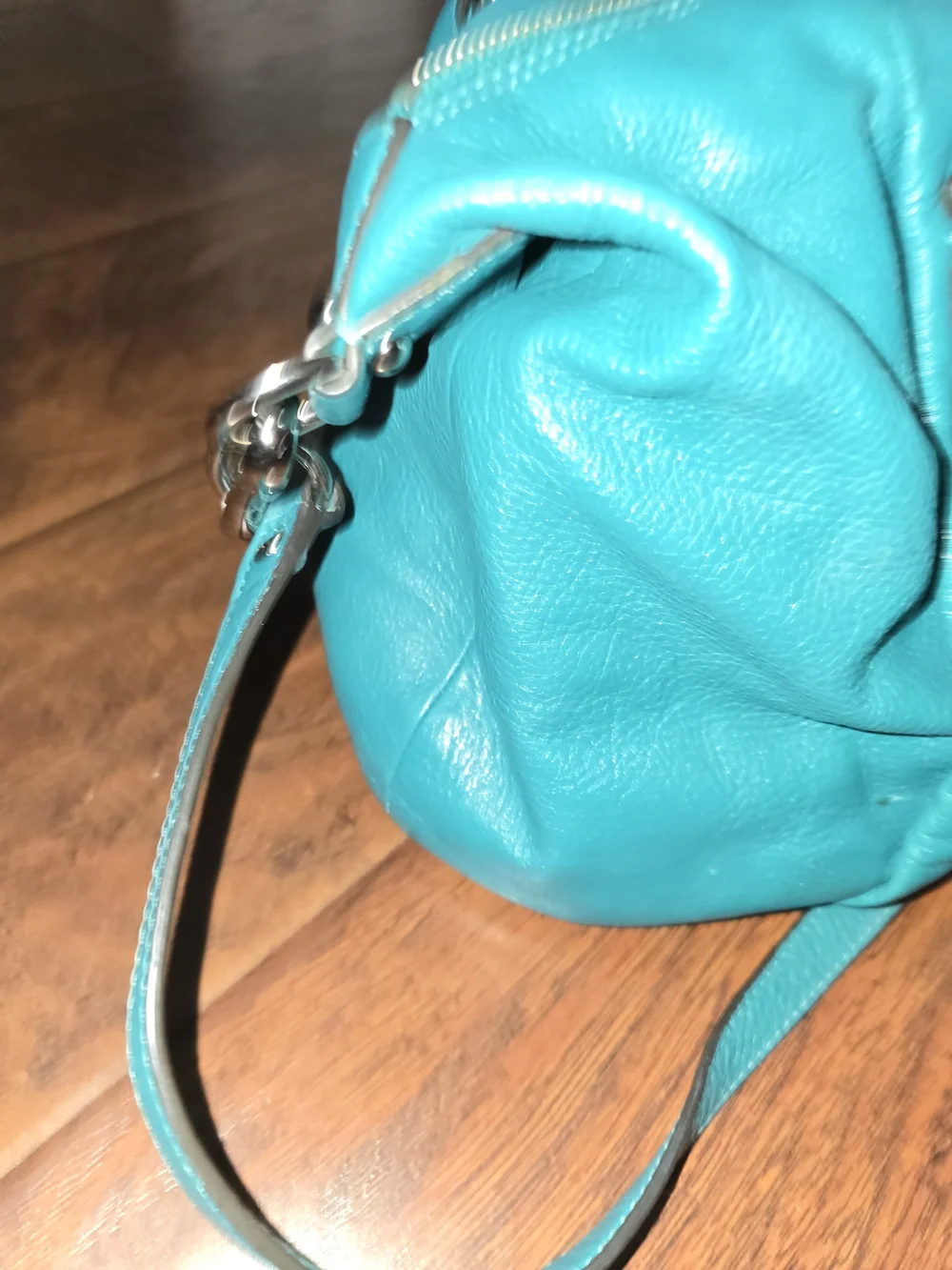 Coach Teal Leather Satchel with Removable Strap
